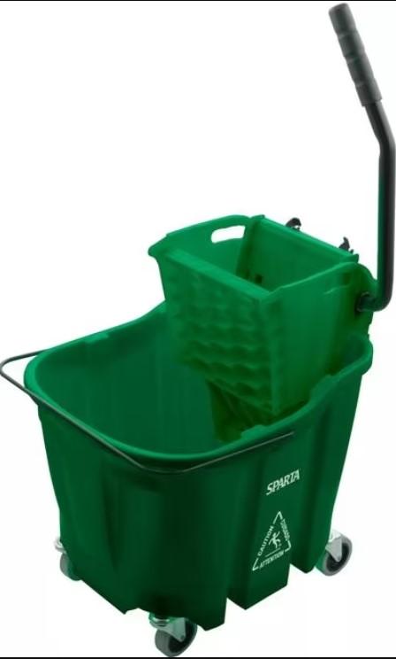 OmniFit™ Mop Bucket & Wringer 21.00X18.00X36.00 IN 35 QT PP Green Side Press Combo 1/Each