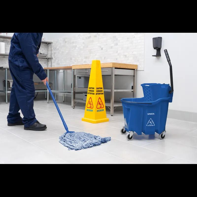 OmniFit™ Mop Bucket & Wringer 21.00X18.00X36.00 IN 35 QT PP Blue Side Press Combo 1/Each