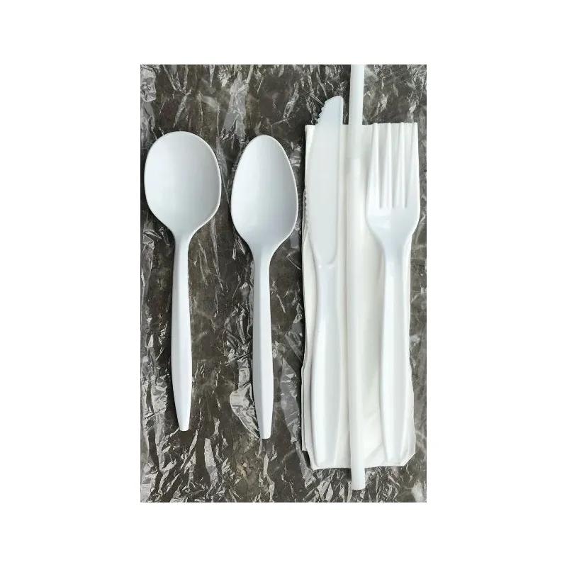 Victoria Bay 6PC Cutlery Kit PS PP With Napkin,Flex Straw,Fork,Knife,Soup Spoon,Teaspoon 250/Case