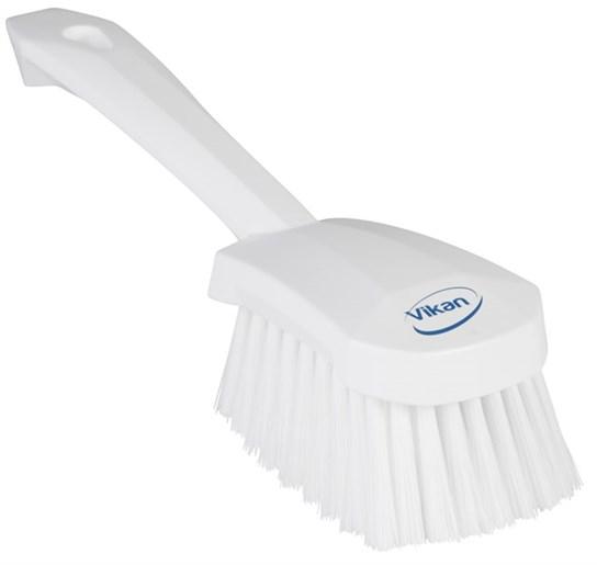 Vikan® Washing Brush 10.6X2.8X3.5 IN PP Polyester Stainless Steel White Short Handle Soft Bristle 1/Each
