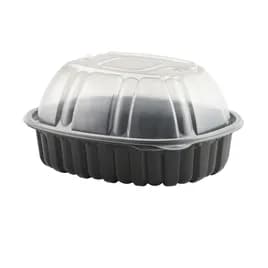 Nature's Best Roaster Container & Lid Combo With Dome Lid 9.44X7.51X4.5 IN Clear Black Vented Microwave Safe 170/Case