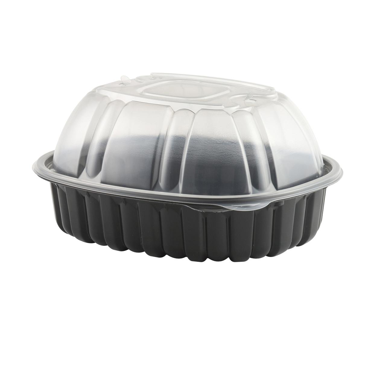 Nature's Best Roaster Container & Lid Combo With Dome Lid 9.44X7.51X4.5 IN Clear Black Vented Microwave Safe 170/Case