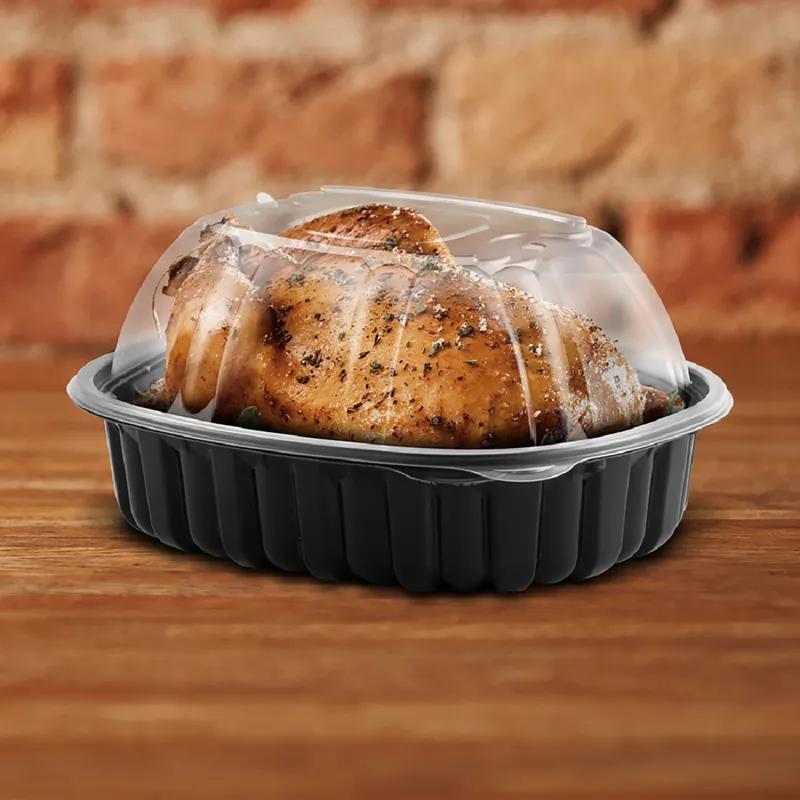 Nature's Best Roaster Container & Lid Combo With Dome Lid 9.44X7.51X4.5 IN Clear Black Vented Microwave Safe 170/Case