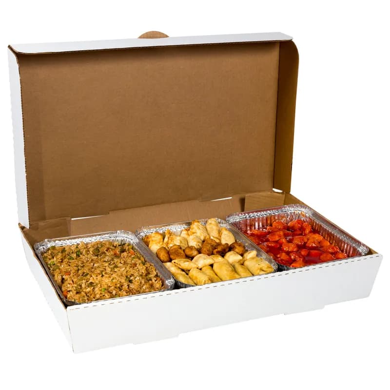 Catering Box Full Size 21X13X3 IN Corrugated Paperboard White 50 Count/Pack 1 Packs/Case 50 Count/Case