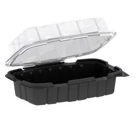 Crisp Food Technologies® Take-Out Container Hinged Base & Lid Combo 30 OZ PP Clear Black Anti-Fog 110/Case