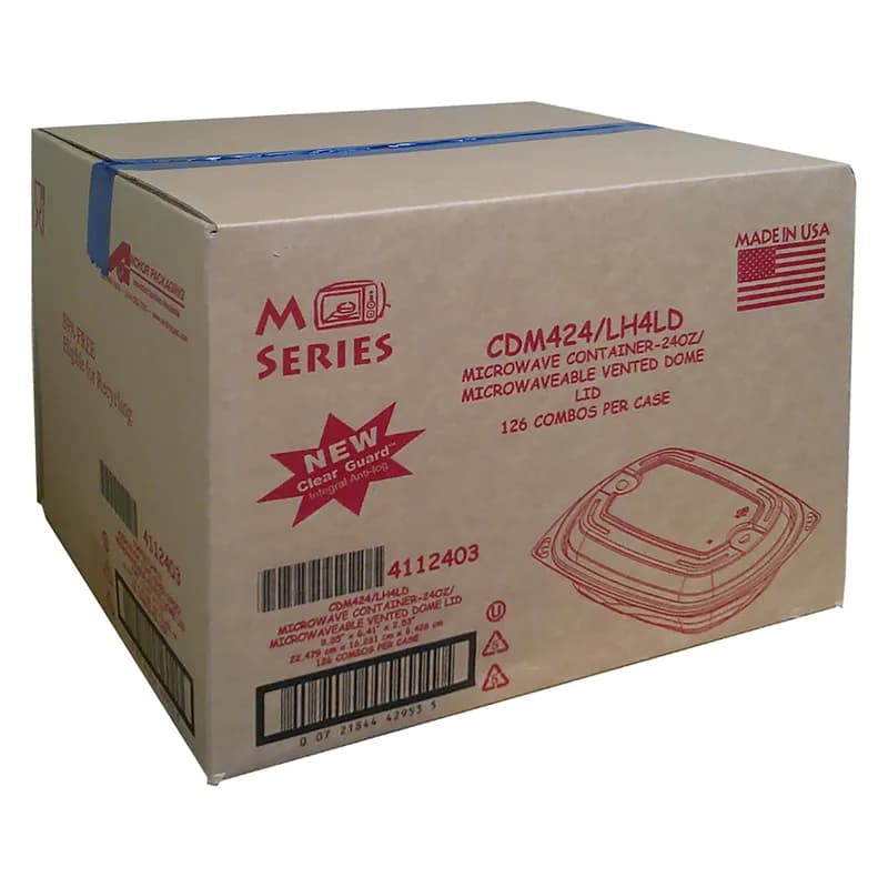 MicroRaves® Food Container Base & Lid Combo With Dome Lid 24 OZ PP Black Clear Vented 126/Case