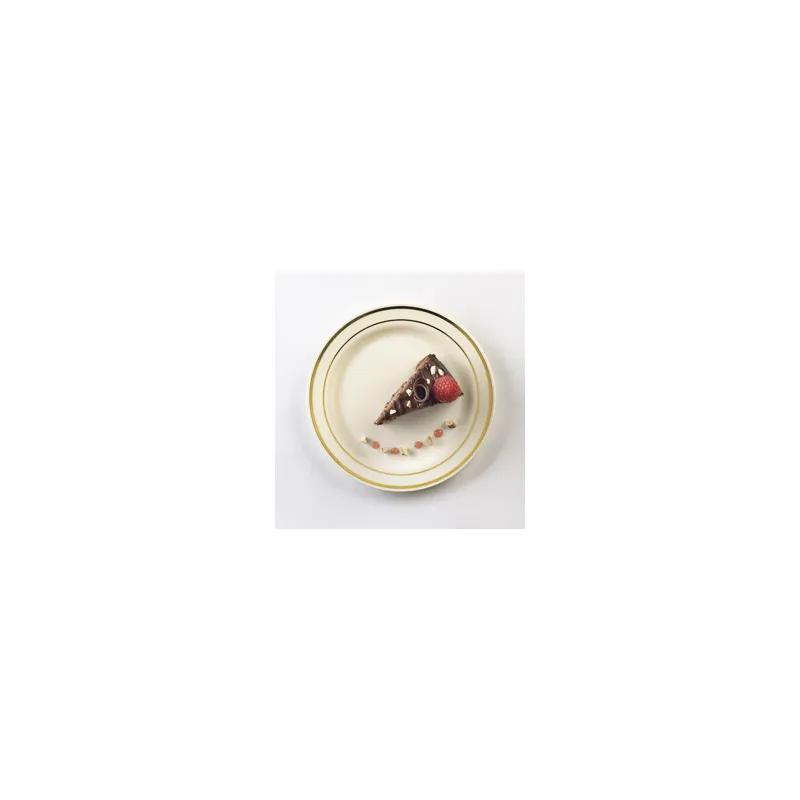 GlimmerWare Dessert Plate 6 IN Bone Gold Round 120/Case