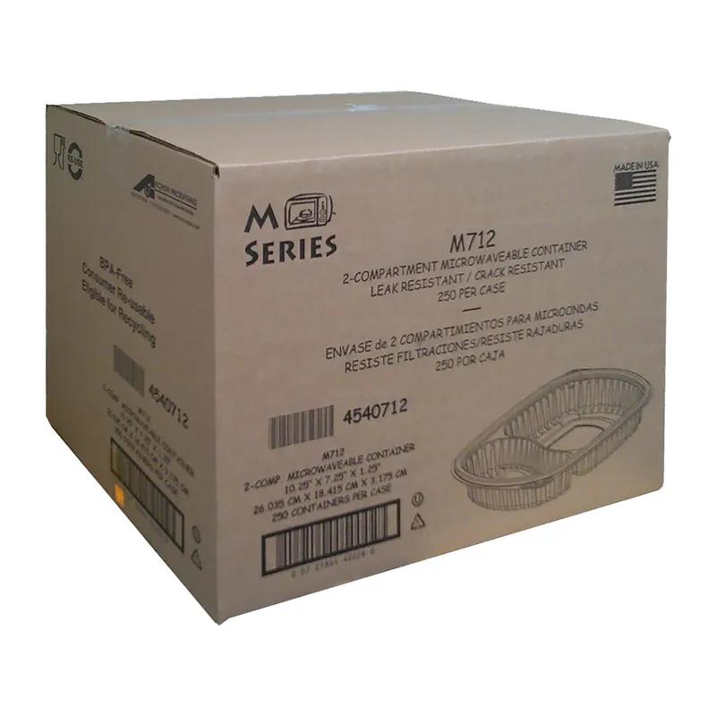 MicroRaves® Food Container Base 31 OZ 2 Compartment PP Black Microwave Safe 250/Case