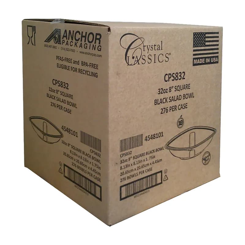 Crystal Classics® Salad Bowl 32 OZ RPET Black Square 276/Case