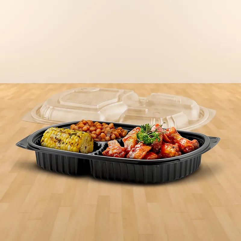 MicroRaves® Take-Out Tray 7.25X10.25X1.34 IN PP Black Microwave Safe 250/Case