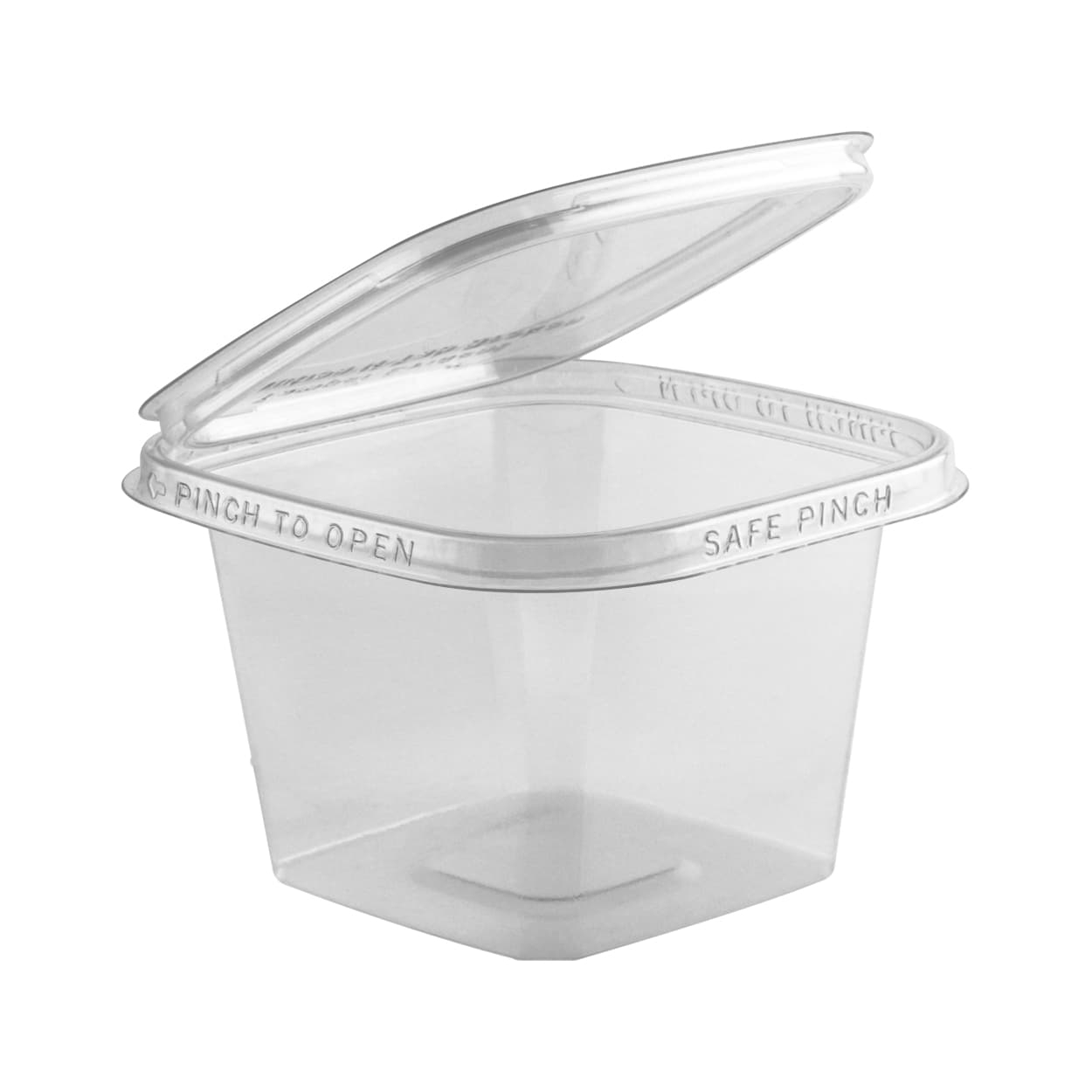 Safe Pinch® Take-Out Container Hinged 5.38X5X2.66 IN RPET Clear Square 260/Case