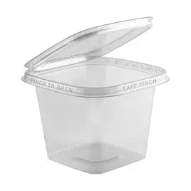 Safe Pinch® Take-Out Container Hinged 5.38X5X4.04 IN RPET Clear Square Tamper-Evident 220/Case