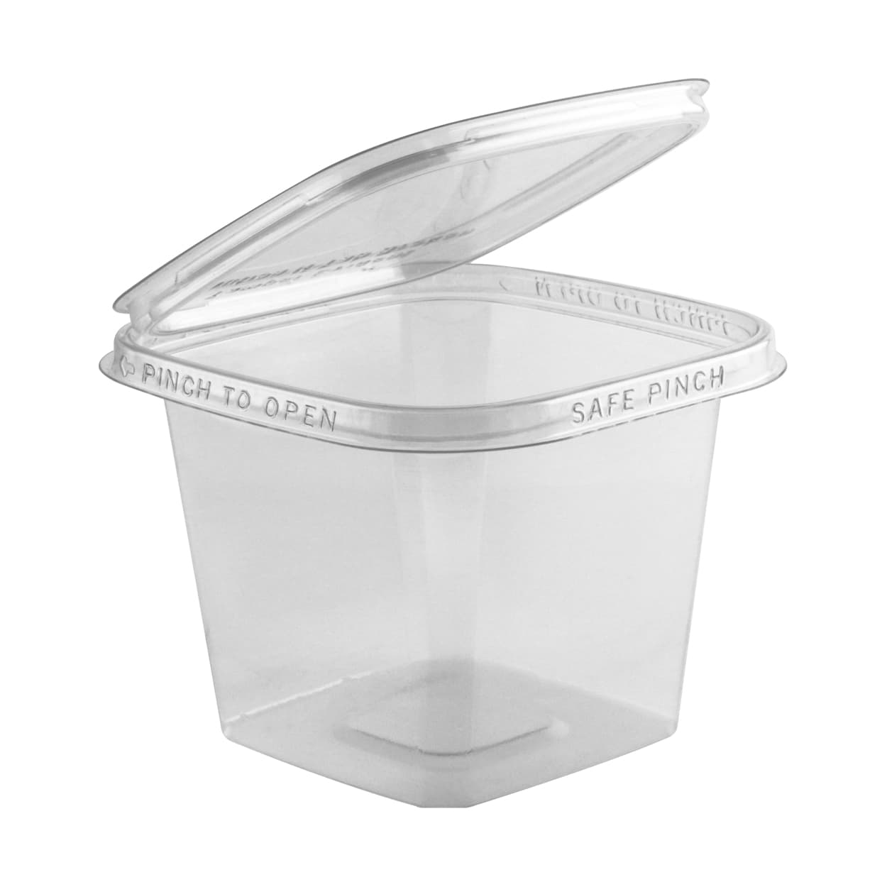Safe Pinch® Take-Out Container Hinged 5.38X5X4.04 IN RPET Clear Square Tamper-Evident 220/Case