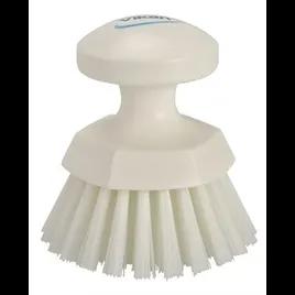 Vikan® Scrub Brush 4.3X4.3X4.3 IN PP Polyester Stainless Steel White Round Stiff Bristles Handheld 1/Each