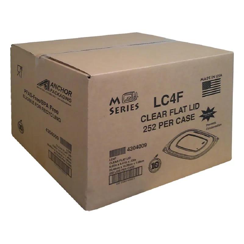 Lid Flat 1 Compartment RPET Clear For 16 OZ Cold Container Unhinged Anti-Fog 252/Case