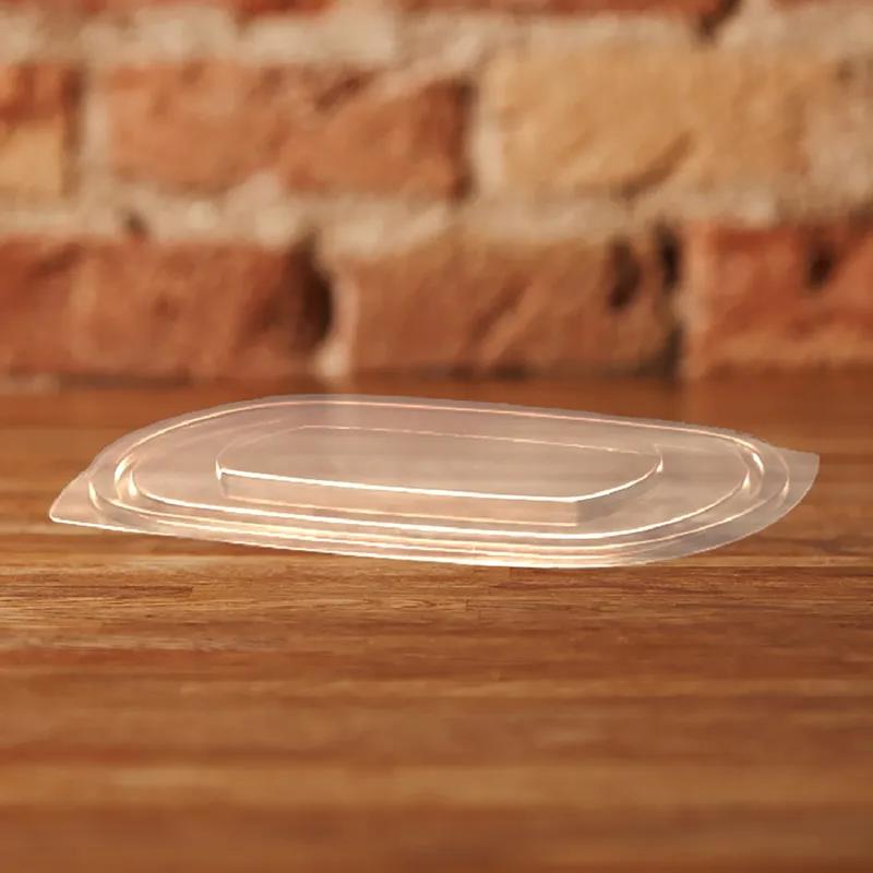 Lid Flat 1 Compartment RPET Clear For 16 OZ Cold Container Unhinged Anti-Fog 252/Case