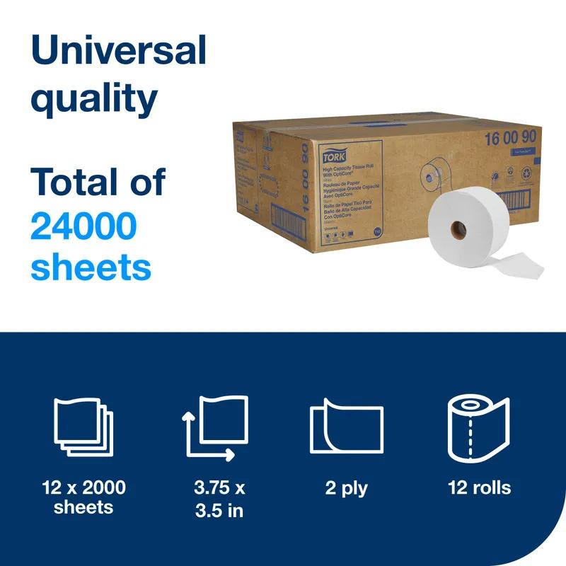 Tork OptiCore® Toilet Paper & Tissue Roll T10 3.5X3.75 IN 583.333 FT 2PLY White Universal 2000 Sheets/Roll