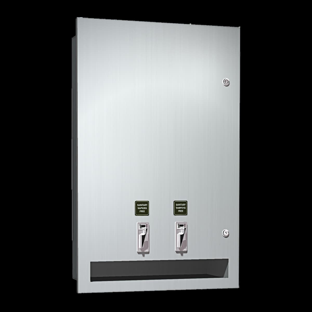 Tampon & Pad Dispenser Stainless Steel Dual Mechanism Mount Plate Recessed Free 1/Each