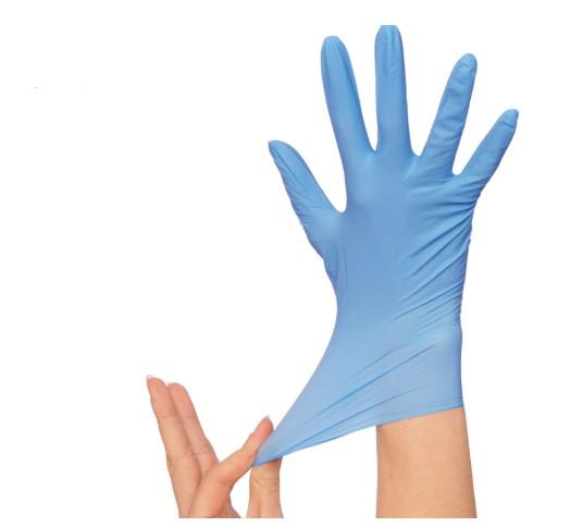 ADVANCE Examination Gloves Large (LG) Blue 5MIL Nitrile Powder-Free Ambidextrous Beaded Cuff 100 Count/Box 10 Box/Case