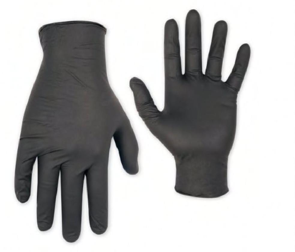 ADVANCE Gloves Medium (MED) Black 6MIL Nitrile Powder-Free Ambidextrous Beaded Cuff 100 Count/Box 10 Box/Case