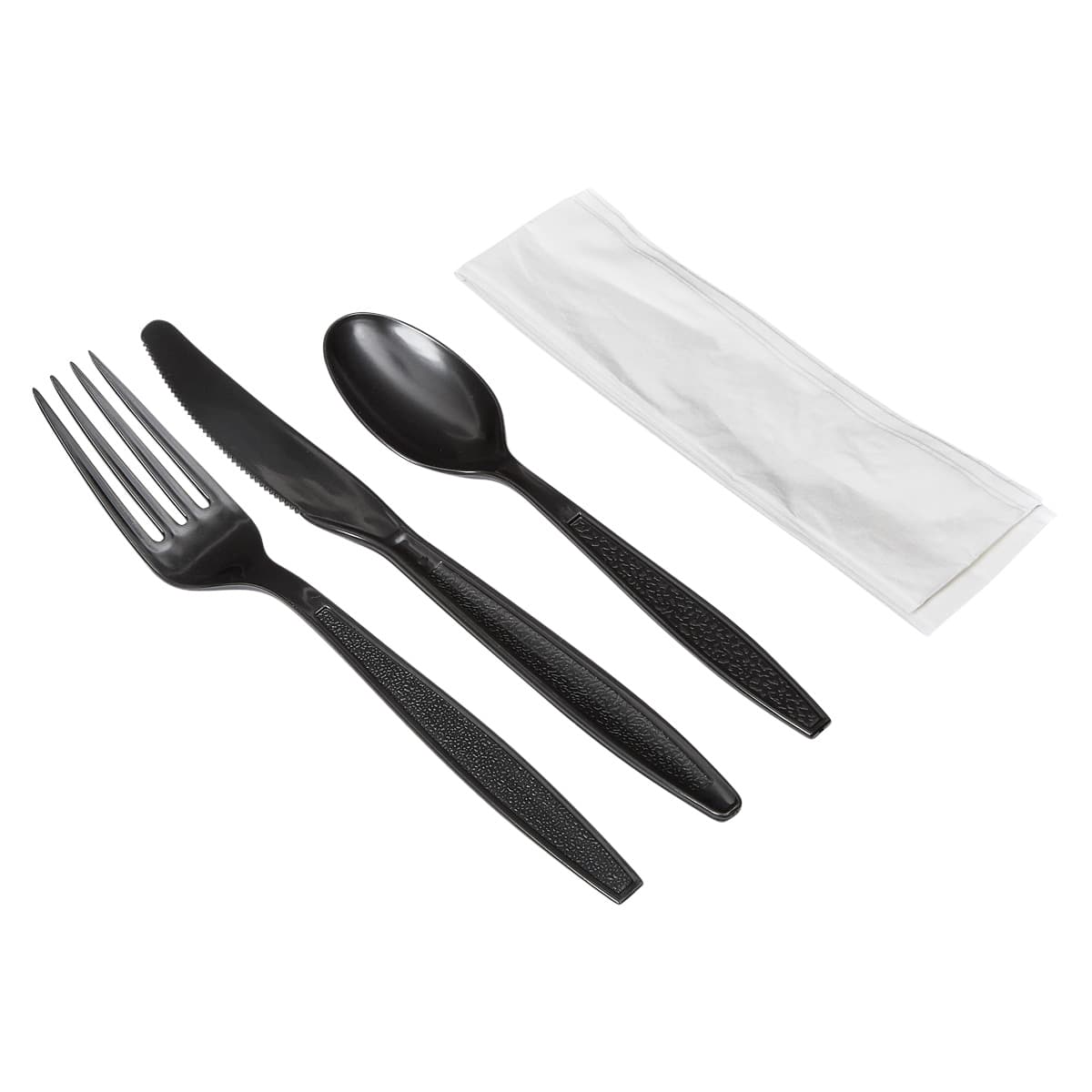 Victoria Bay 4PC Cutlery Kit PS Black Heavy Duty With Napkin,Fork,Knife,Spoon 250/Case