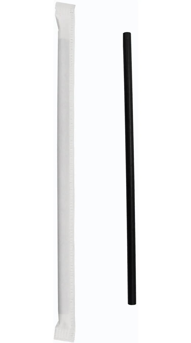Victoria Bay Giant Straw 10 IN Paper Black Wrapped 300 Count/Box 8 Box/Case