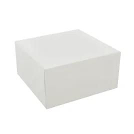 Easy Lock Cake Box 8X8X5 IN SUS Paperboard CRB White Square Lock Corner 1-Piece 100/Bundle