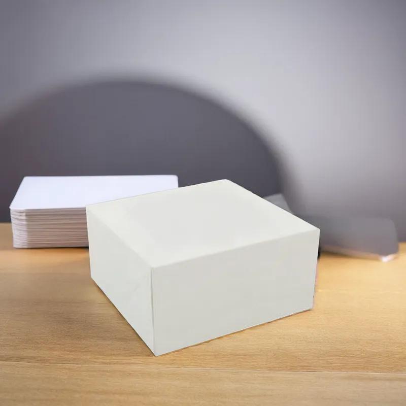Easy Lock Cake Box 8X8X5 IN SUS Paperboard CRB White Square Lock Corner 1-Piece 100/Bundle