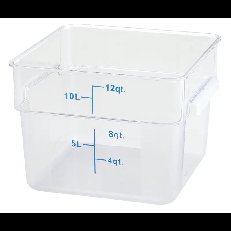 Food Storage Container 12.63X11.13X8.25 IN 12 QT Clear Square PC Dishwasher Safe Built-in Handle 1/Each