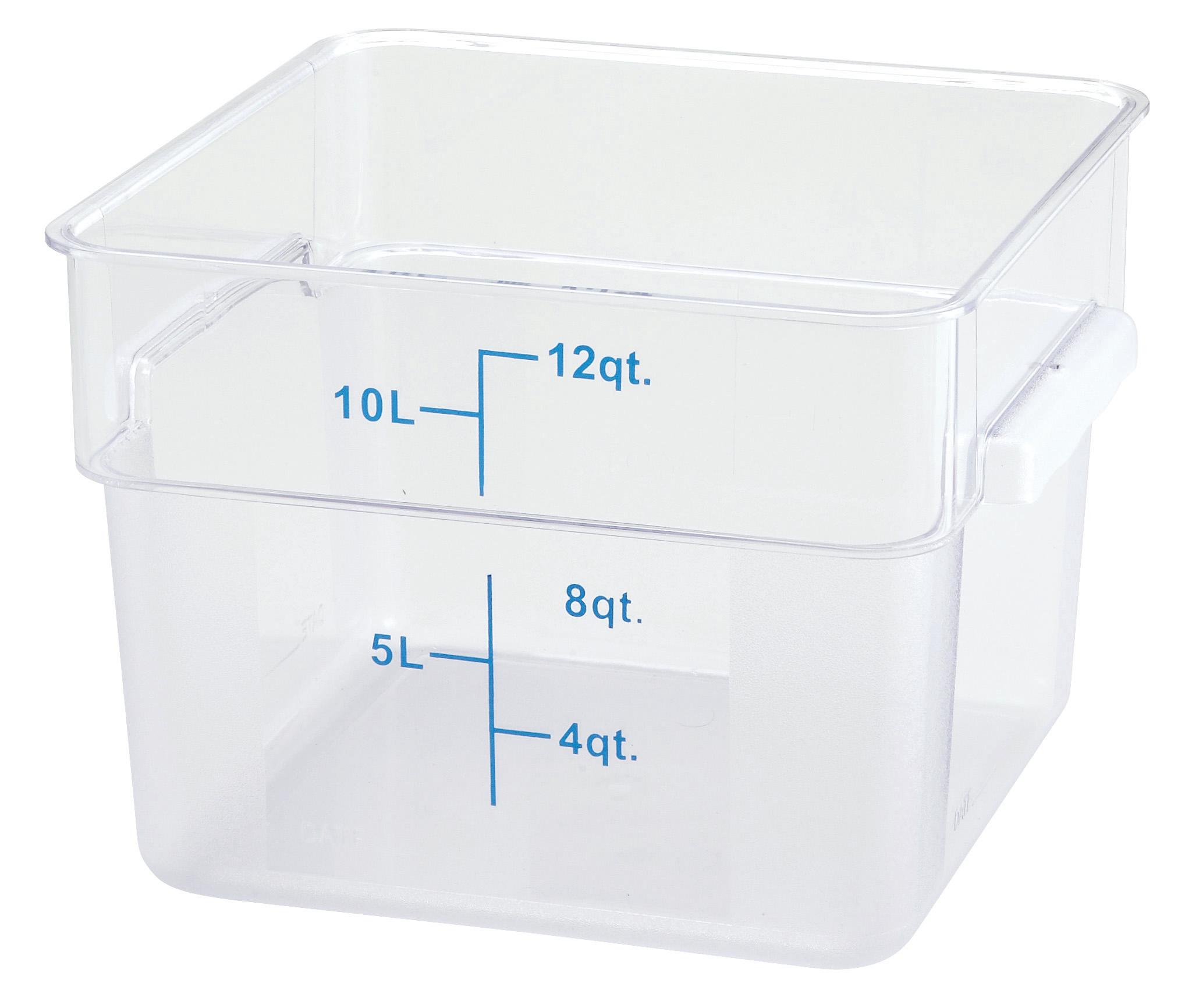 Food Storage Container 12.63X11.13X8.25 IN 12 QT Clear Square PC Dishwasher Safe Built-in Handle 1/Each