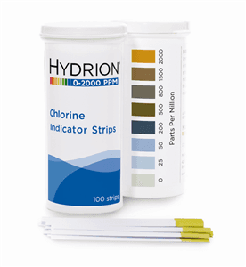 Chlorine Test Strips Paper 0-2000 PPM Test Range 100 Count/Pack 6 Packs/Case