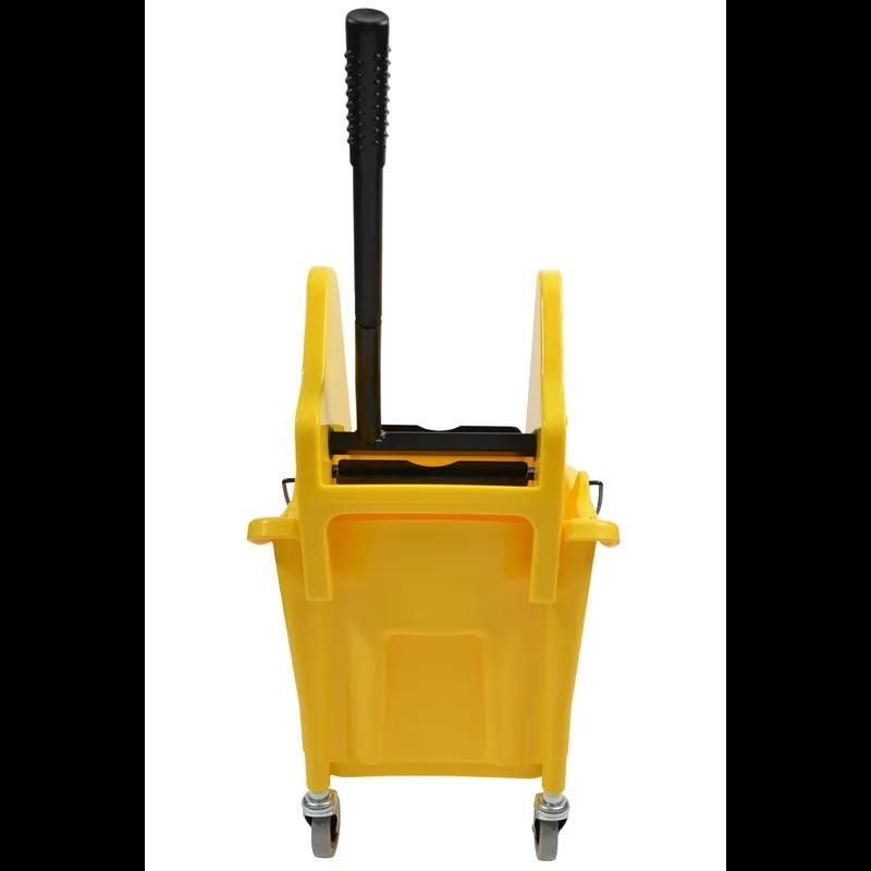 Mop Bucket & Wringer 20X16X12 IN 35 QT Plastic Yellow Down Press 3IN Non-Marking Metal Casters 1/Each