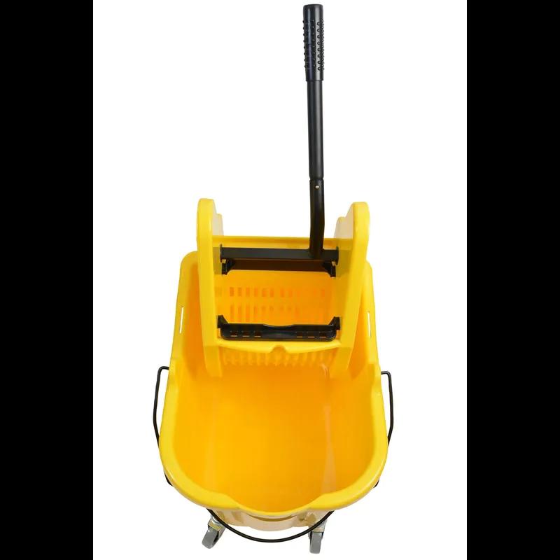 Mop Bucket & Wringer 20X16X12 IN 35 QT Plastic Yellow Down Press 3IN Non-Marking Metal Casters 1/Each