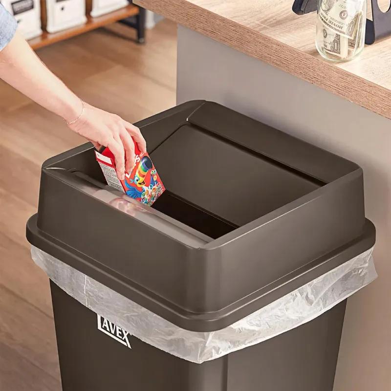 Lavex™ Lid 16.81X16.81X4.94 IN 25 GAL Brown Square Plastic Swing Top Indoor 1/Each