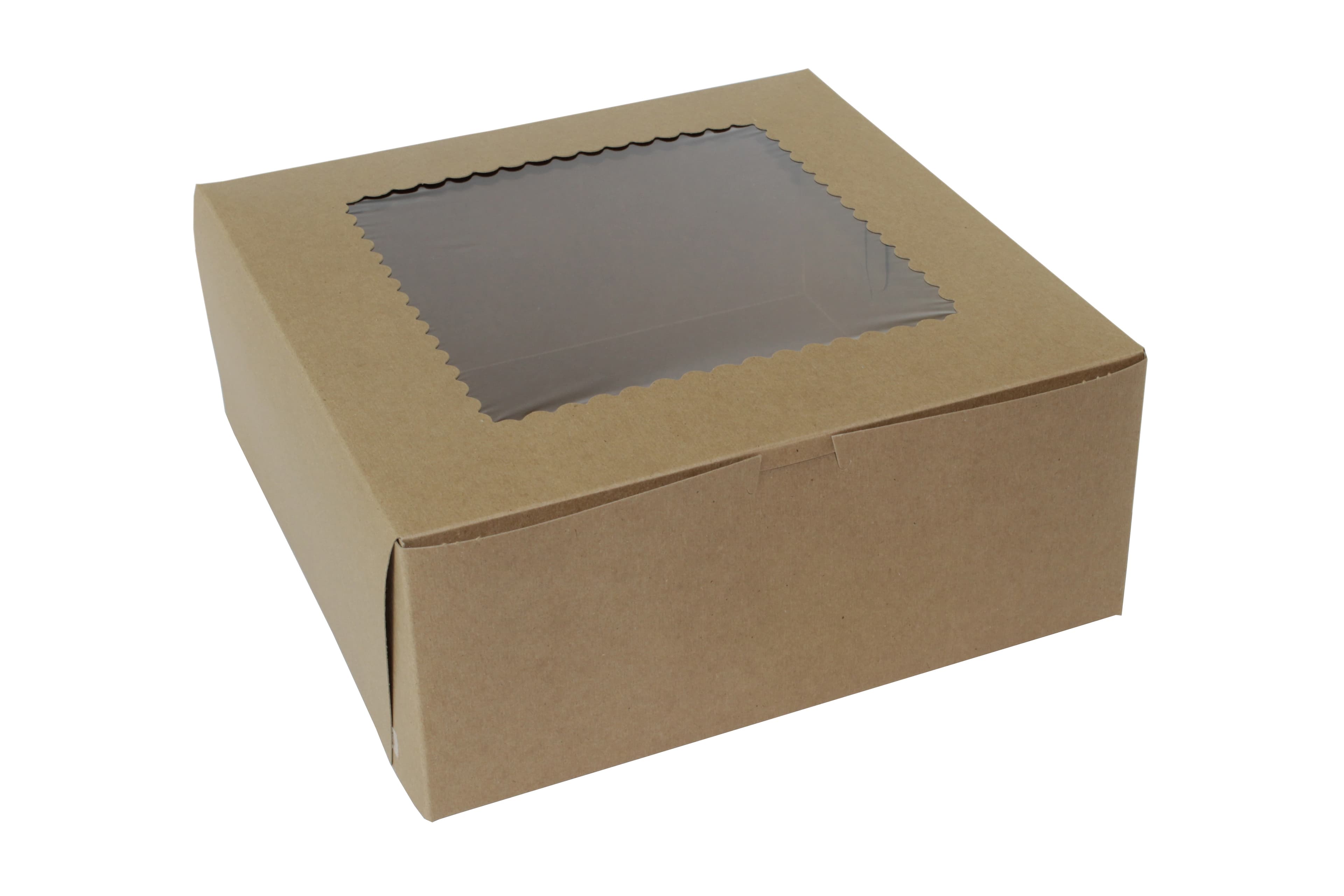 Bakery Box 12X12X5 IN Paperboard Kraft Corner Lock 1-Piece With Window 100/Case