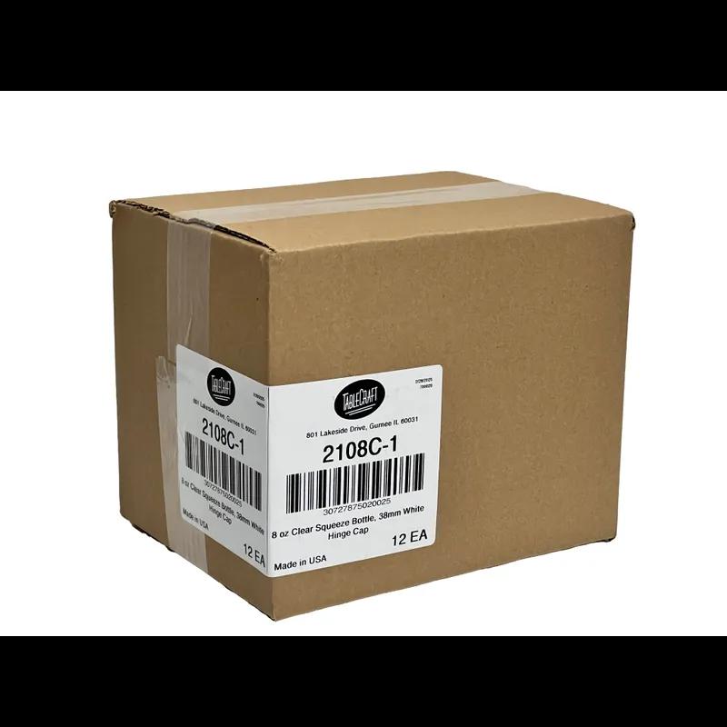 Squeeze Bottle 8 OZ LDPE Clear Flip Top Dishwasher Safe 12/Case