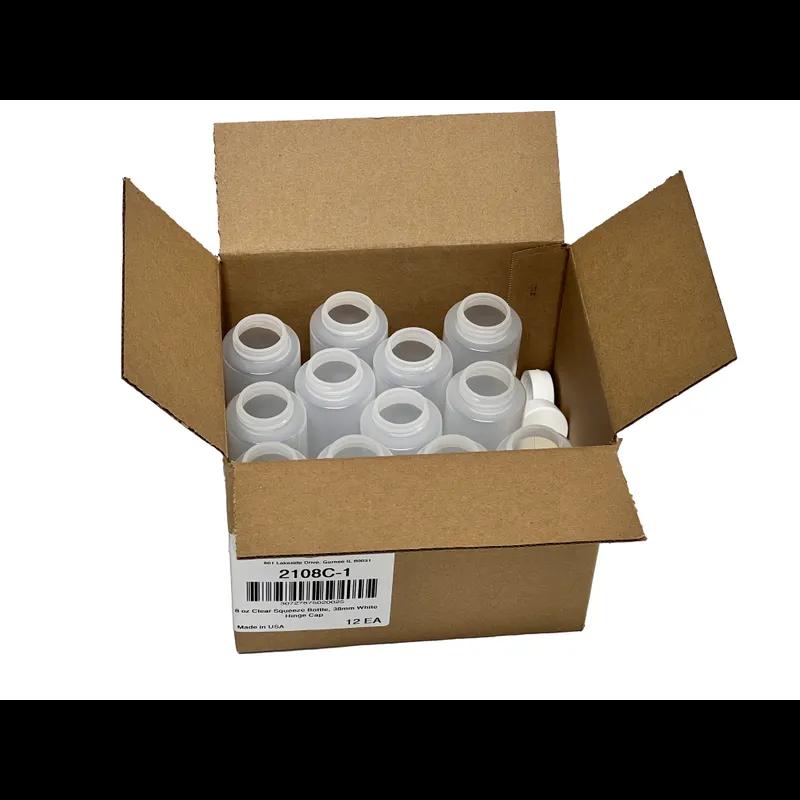 Squeeze Bottle 8 OZ LDPE Clear Flip Top Dishwasher Safe 12/Case