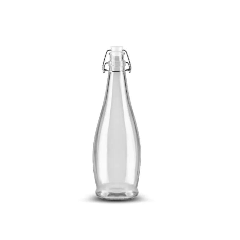 Water Bottle 3.86X3.86X12.1 IN 34.6 FLOZ Glass With Wire Bail White Lid 6/Case
