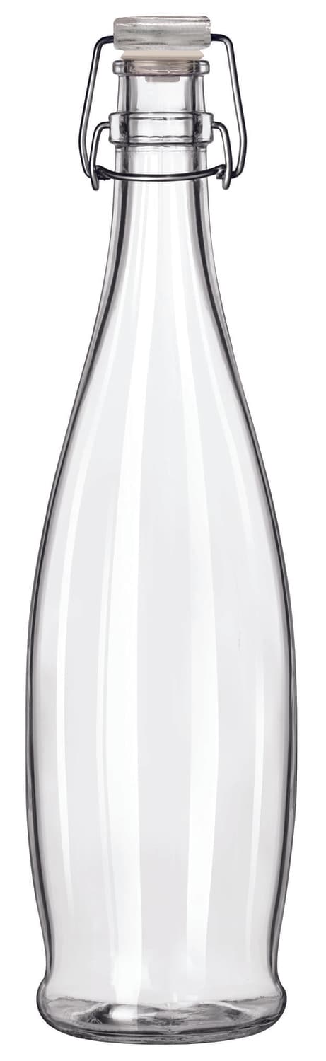 Water Bottle 3.86X3.86X12.1 IN 34.6 FLOZ Glass With Wire Bail White Lid 6/Case