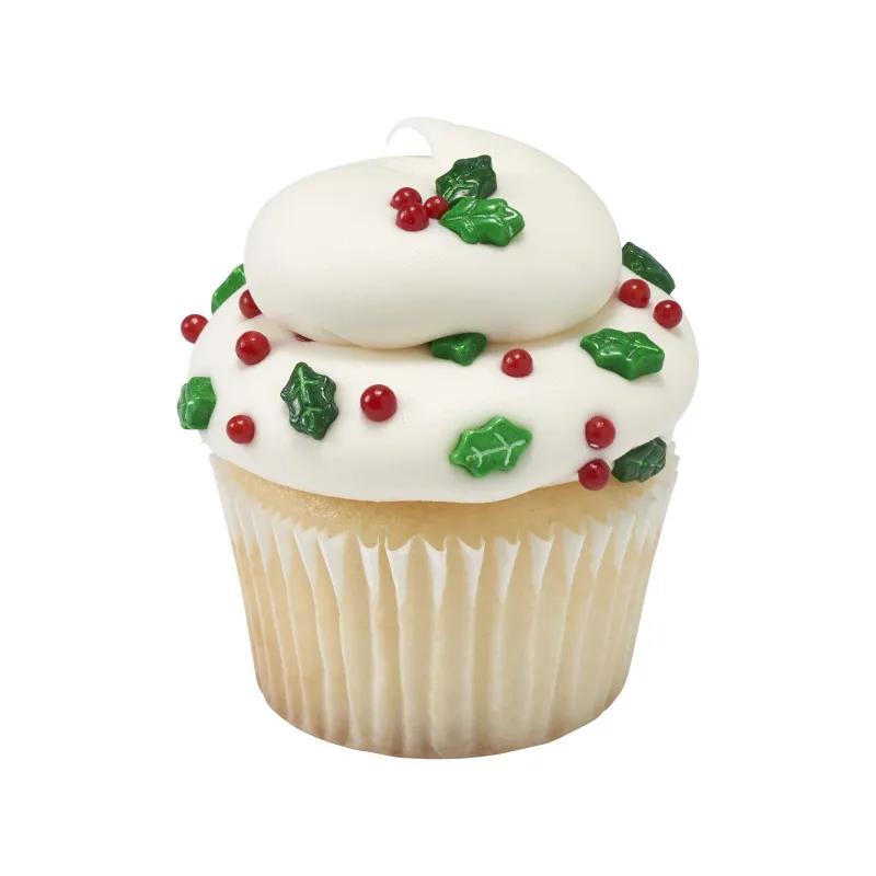 Holly Berries & Leaves Mix - Red 3 Free Sugar Candy Decorations Red Green 1/Jr
