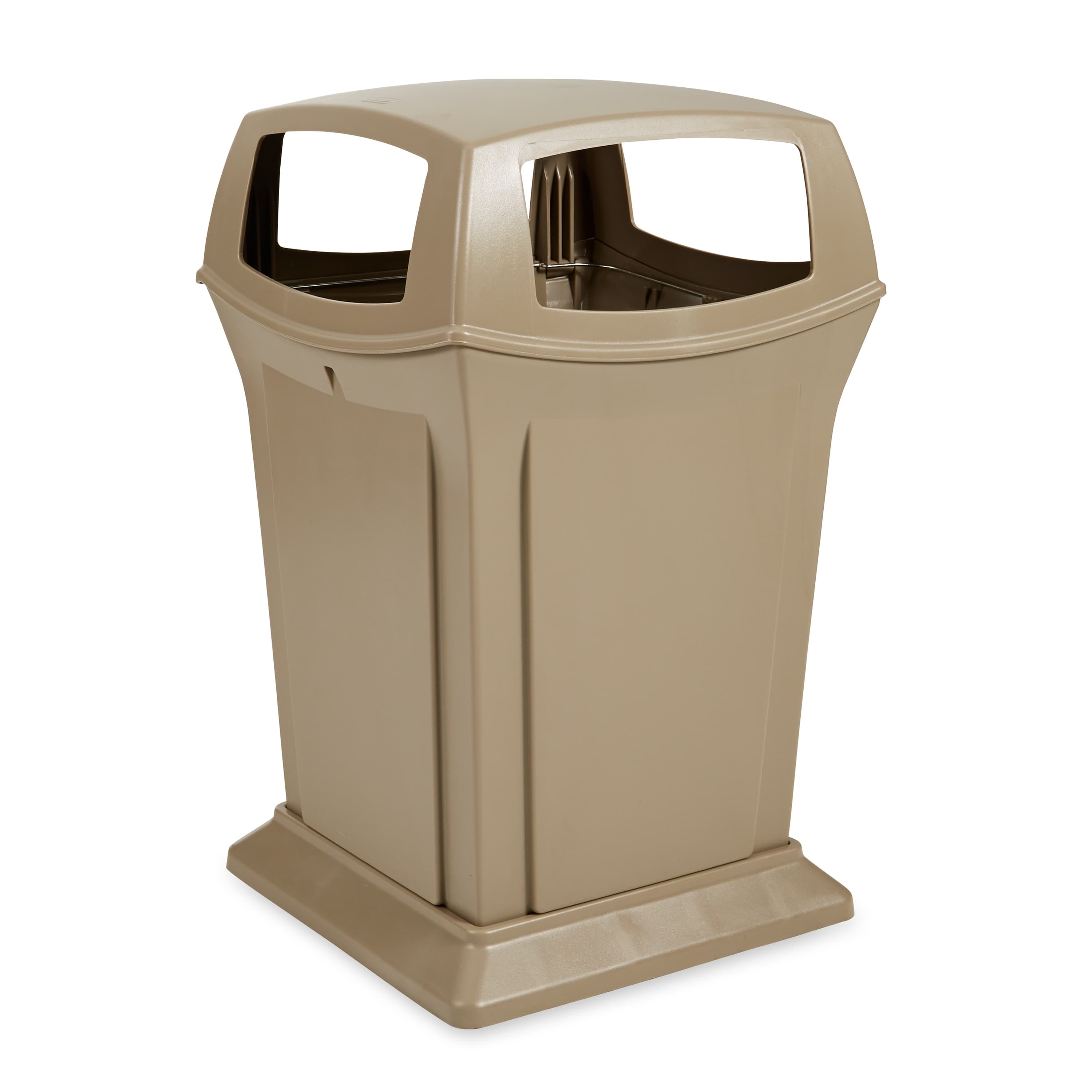 Landfill 1-Stream Trash Can 24.75X24.75X41.5 IN 45 GAL 180 QT Beige Resin 4 Openings 1/Each