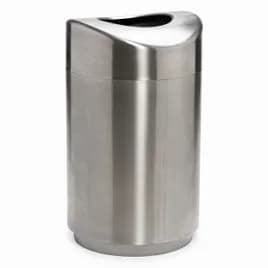 Eclipse Trash Can 30 GAL Stainless Steel With Open Lid Fire Resistant Open Top Plastic Inner Liner 1/Each