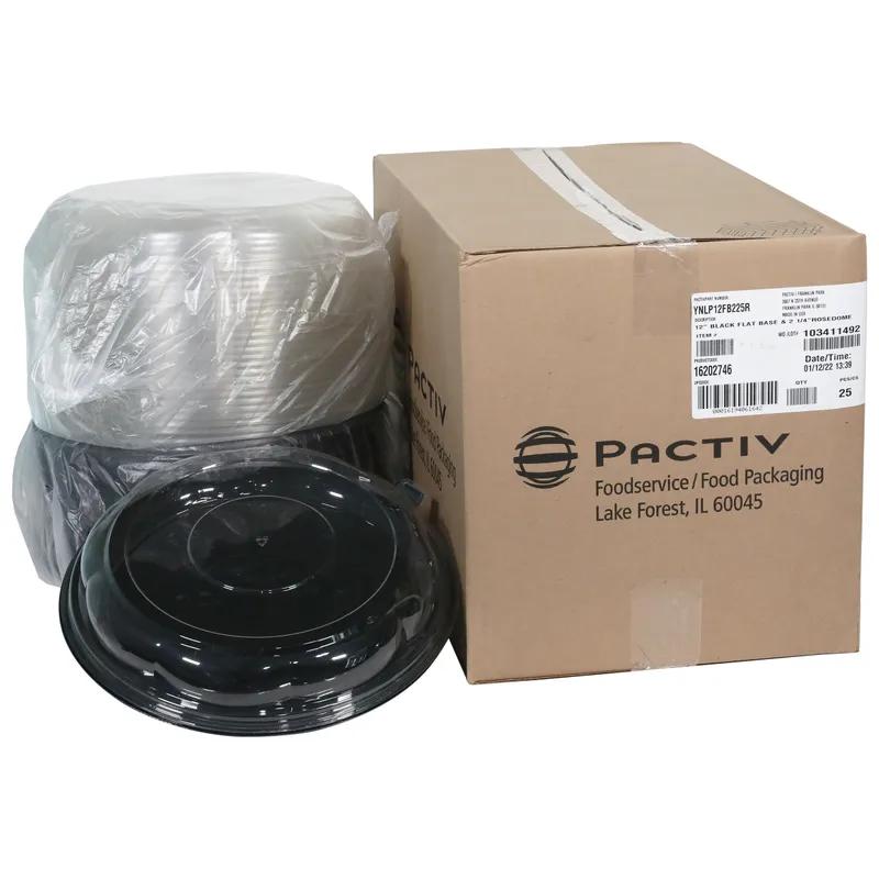 Cake Container & Lid Combo With Low Dome Lid 12X2.25 IN PET Black Clear Combo 25/Case