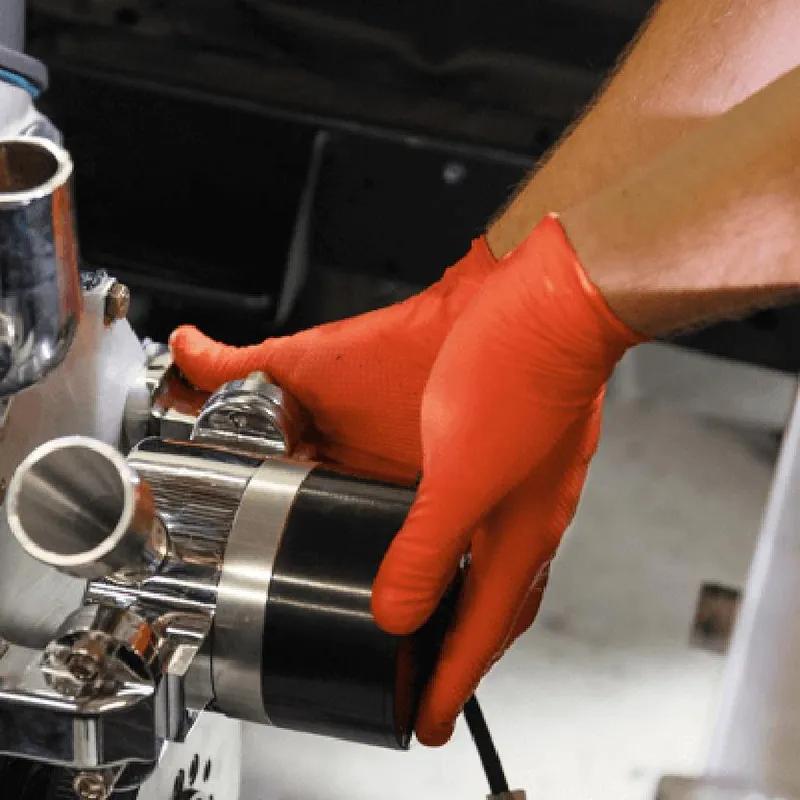 Gloveworks ULTRA™ Gloves XXL Orange 6MIL Nitrile Flock Lined Powder-Free Raised Diamond Grip 50 Count/Box 10 Box/Case