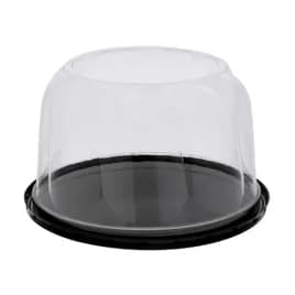 Cake Container & Lid Combo With Dome Lid 6.83X4 IN PET Black Clear Round Swirl 200/Case