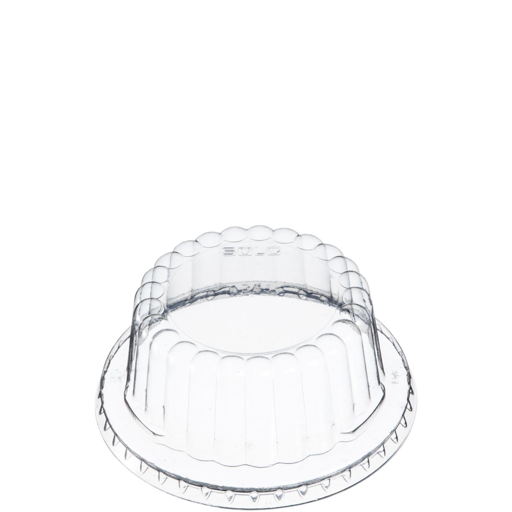 Solo® Lid Dome 3.509X1.5 IN 1 Compartment PET Clear For 5 OZ Container Unhinged No Hole 100 Count/Pack 10 Packs/Case