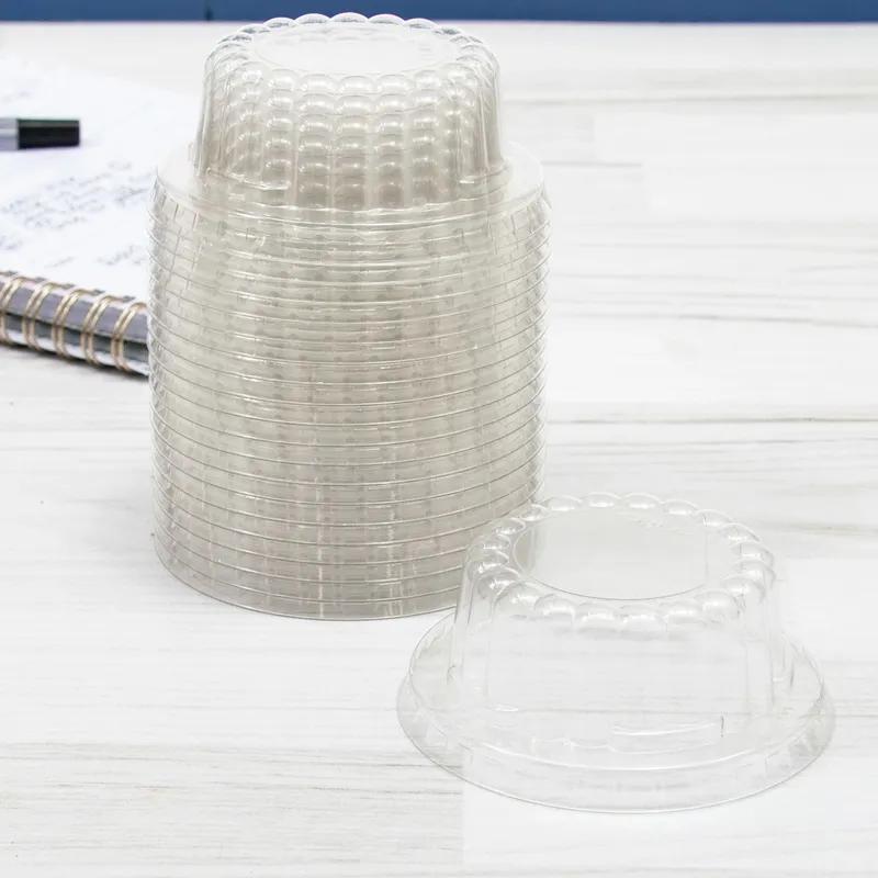 Solo® Lid Dome 3.509X1.5 IN 1 Compartment PET Clear For 5 OZ Container Unhinged No Hole 100 Count/Pack 10 Packs/Case