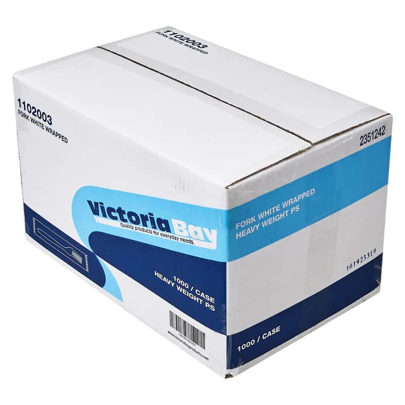 Victoria Bay Fork PS White Extra Heavy Duty Individually Wrapped 1000/Case