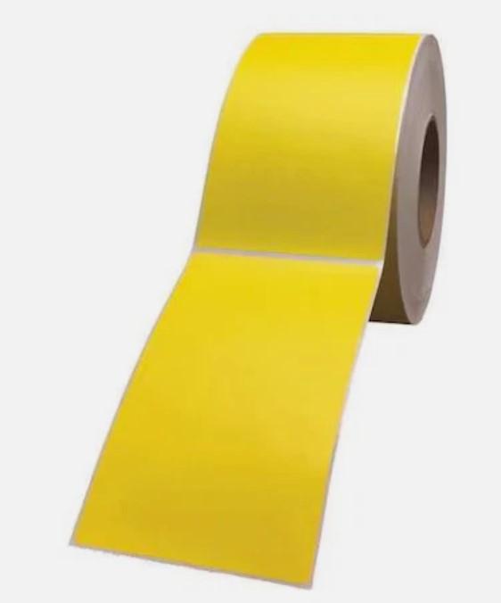 Direct Thermal Label 4X6 IN Pantone Yellow Ink Coated Paper Fanfold 2000 Count/Pack 2 Packs/Case 4000 Count/Case
