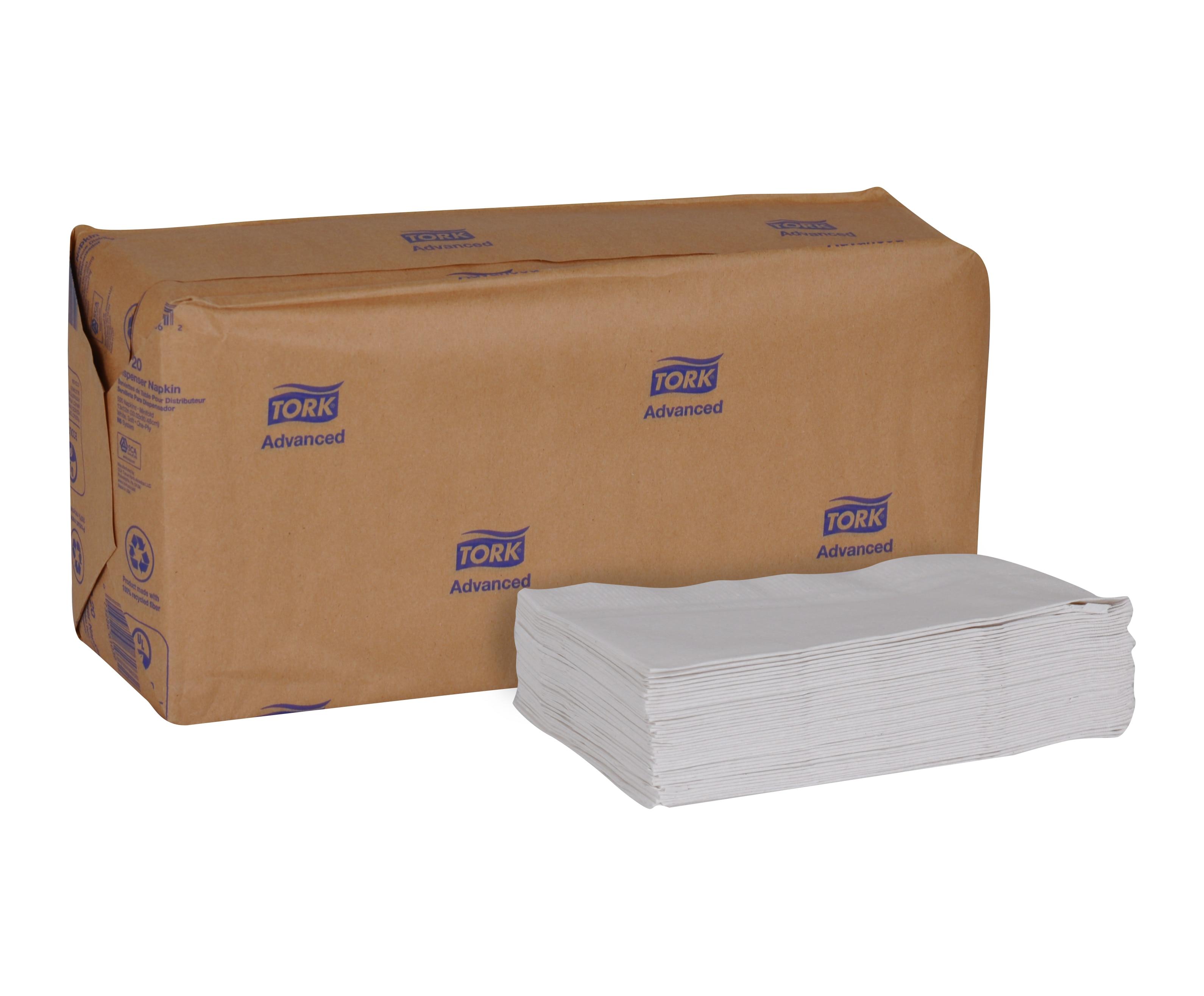 Dispenser Napkins 12X13 IN 3.75X6.5 IN White Paper 1PLY 1/8 Fold Refill Embossed 500 Count/Pack 12 Packs/Case